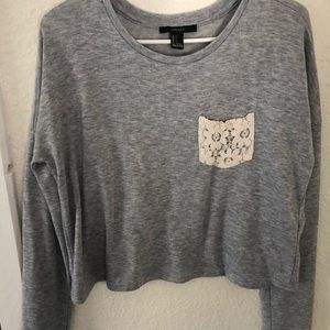 forever 21 long sleeve gray shirt with pocket